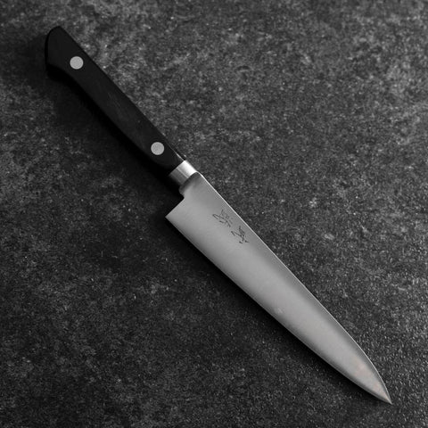 Petty SKD12 Polished Western Black Handle 150mm (5.9”)-[Musashi]-[Japanese-Kitchen-Knives]