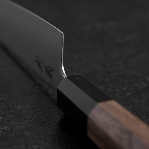 Petty SLD Mirror Buffalo Walnut Handle 130mm (5.1”)-[Musashi]-[Japanese-Kitchen-Knives]
