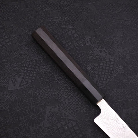 Petty SLD Wave Nickel Damascus Buffalo Ebony Handle 135mm-[Musashi]-[Japanese-Kitchen-Knives]