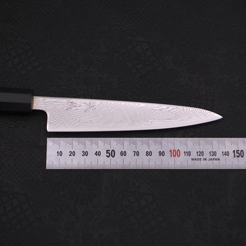 Petty SLD Wave Nickel Damascus Buffalo Ebony Handle 135mm-[Musashi]-[Japanese-Kitchen-Knives]