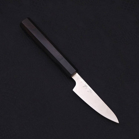 Petty SLD Wave Nickel Damascus Buffalo Ebony Handle 90mm-[Musashi]-[Japanese-Kitchen-Knives]