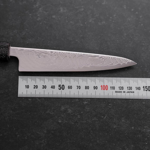 Petty SLD Wave Nickel Damascus Silver Pattern Urushi Handle 135mm (5.3”)-[Musashi]-[Japanese-Kitchen-Knives]