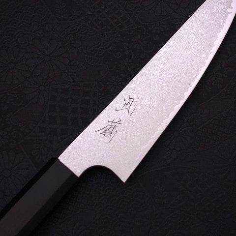 Petty Silver Steel #3 Damascus Buffalo Ebony Handle 150mm-[Musashi]-[Japanese-Kitchen-Knives]