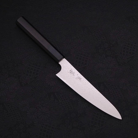 Petty Silver Steel #3 Damascus Buffalo Ebony Handle 150mm-[Musashi]-[Japanese-Kitchen-Knives]