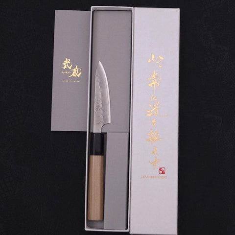 Petty Silver Steel #3 Nashiji Buffalo Magnolia Handle 80mm-[Musashi]-[Japanese-Kitchen-Knives]
