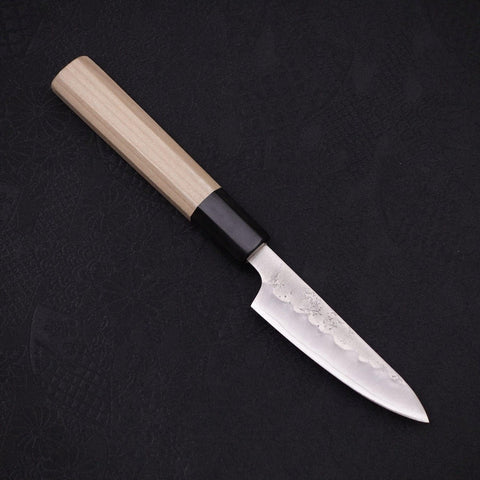 Petty Silver Steel #3 Nashiji Buffalo Magnolia Handle 80mm-[Musashi]-[Japanese-Kitchen-Knives]