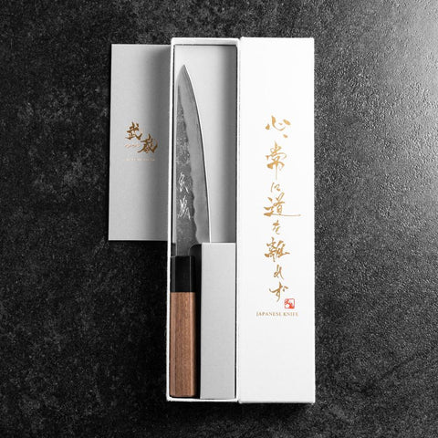 Petty Silver Steel #3 Nashiji Buffalo Walnut Handle 150mm (5.9”)-[Musashi]-[Japanese-Kitchen-Knives]