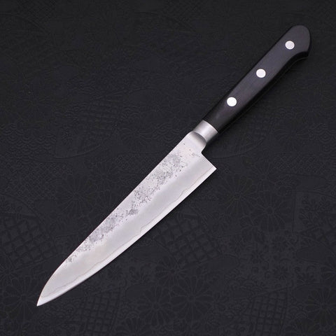 Petty Silver Steel #3 Nashiji Western Black Handle 135mm-[Musashi]-[Japanese-Kitchen-Knives]