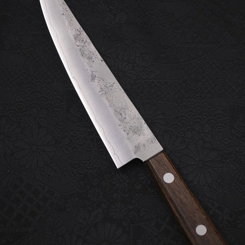 Petty Silver Steel #3 Nashiji Western Brown Handle 135mm-[Musashi]-[Japanese-Kitchen-Knives]