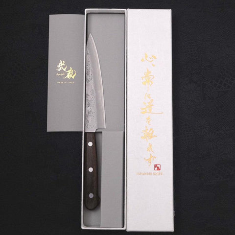 Petty Silver Steel #3 Nashiji Western Brown Handle 135mm-[Musashi]-[Japanese-Kitchen-Knives]