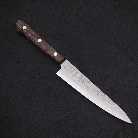 Petty Silver Steel #3 Nashiji Western Brown Handle 135mm-[Musashi]-[Japanese-Kitchen-Knives]