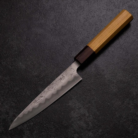 Petty Silver Steel #3 Nashiji Zelkova Handle 135mm (5.3”)-[Musashi]-[Japanese-Kitchen-Knives]