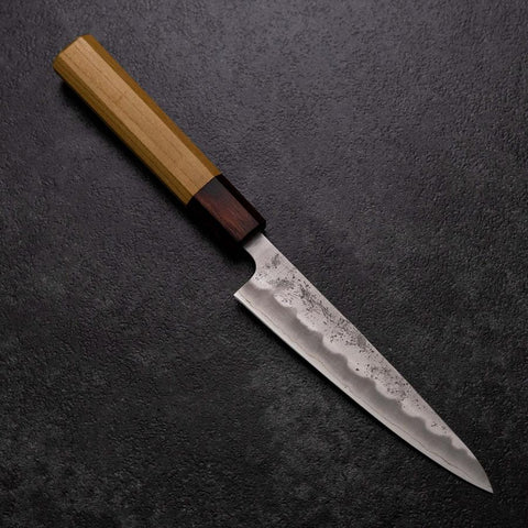 Petty Silver Steel #3 Nashiji Zelkova Handle 135mm (5.3”)-[Musashi]-[Japanese-Kitchen-Knives]