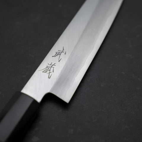 Petty Silver Steel #3 Polished Buffalo Ebony Handle 110mm-[Musashi]-[Japanese-Kitchen-Knives]