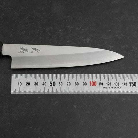 Petty Silver Steel #3 Polished Buffalo Ebony Handle 140mm-[Musashi]-[Japanese-Kitchen-Knives]