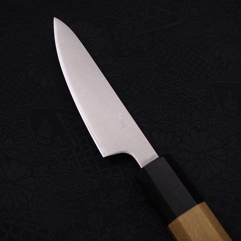 Petty Silver Steel #3 Polished Buffalo Magnolia Handle 80mm-[Musashi]-[Japanese-Kitchen-Knives]