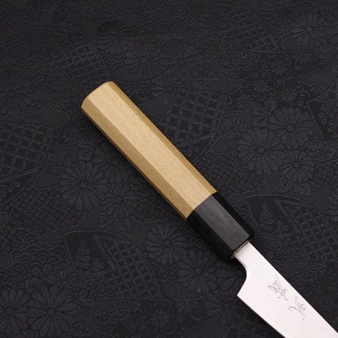 Petty Silver Steel #3 Polished Buffalo Magnolia Handle 80mm-[Musashi]-[Japanese-Kitchen-Knives]