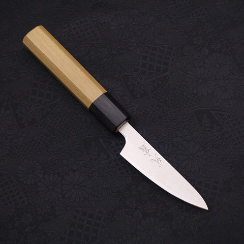 Petty Silver Steel #3 Polished Buffalo Magnolia Handle 80mm-[Musashi]-[Japanese-Kitchen-Knives]