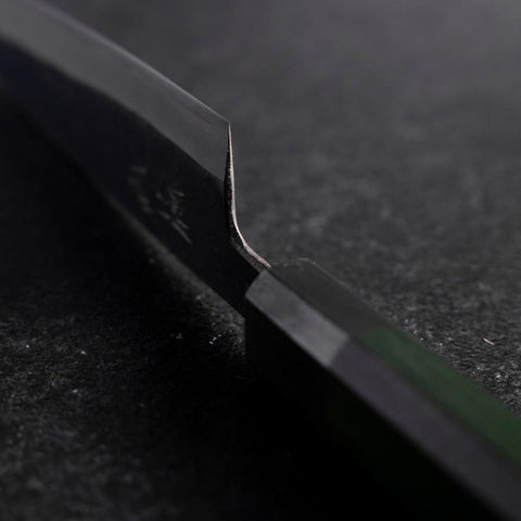 Petty Stainless Clad Blue Steel #2 Kurouchi Green Urushi Handle 150mm-[Musashi]-[Japanese-Kitchen-Knives]