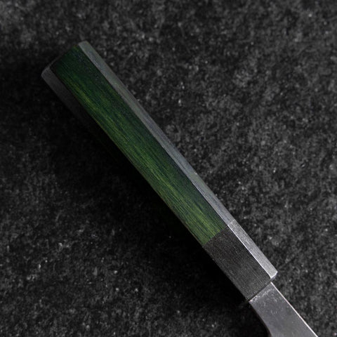Petty Stainless Clad Blue Steel #2 Kurouchi Green Urushi Handle 150mm-[Musashi]-[Japanese-Kitchen-Knives]