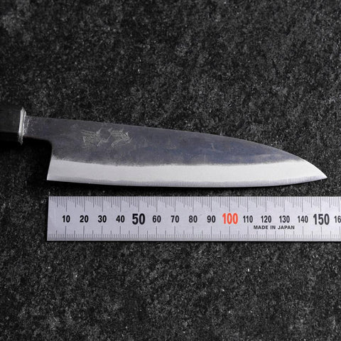 Petty Stainless Clad Blue Steel #2 Kurouchi Green Urushi Handle 150mm-[Musashi]-[Japanese-Kitchen-Knives]