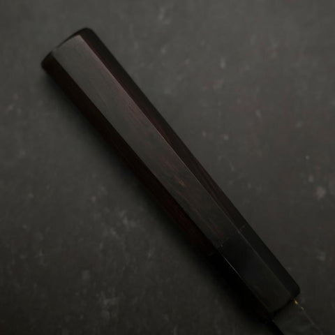 Petty Stainless Clad Blue Super Kurouchi Tsuchime Buffalo Ebony Handle 135mm (5.3”)-[Musashi]-[Japanese-Kitchen-Knives]