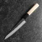 Petty Stainless Clad Blue Super Kurouchi Tsuchime Buffalo Magnolia Handle 150mm (5.9”)-[Musashi]-[Japanese-Kitchen-Knives]
