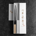 Petty Stainless Clad Blue Super Kurouchi Tsuchime Buffalo Magnolia Handle 150mm (5.9”)-[Musashi]-[Japanese-Kitchen-Knives]