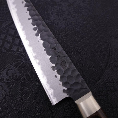 Petty Stainless Clad Blue Super Kurouchi Tsuchime Western Handle 150mm-[Musashi]-[Japanese-Kitchen-Knives]