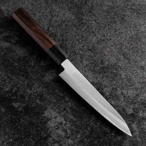 Petty Stainless Clad Blue Super Polished Shitan Handle 150mm (5.9”)-[Musashi]-[Japanese-Kitchen-Knives]