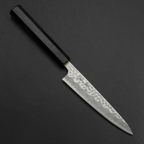 Petty Stainless Clad Blue Super Tsuchime Buffalo Ebony Handle 135mm (5.3”)-[Musashi]-[Japanese-Kitchen-Knives]