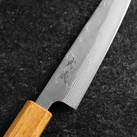 Petty Sweden Steel Nashiji Damascus Yaki Urushi Handle 140mm (5.3”)-[Musashi]-[Japanese-Kitchen-Knives]