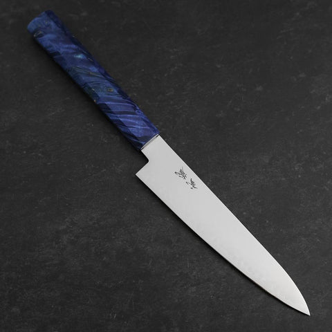 Petty VG-10 Damascus Blue Birch Handle 150mm (5.9”)-[Musashi]-[Japanese-Kitchen-Knives]