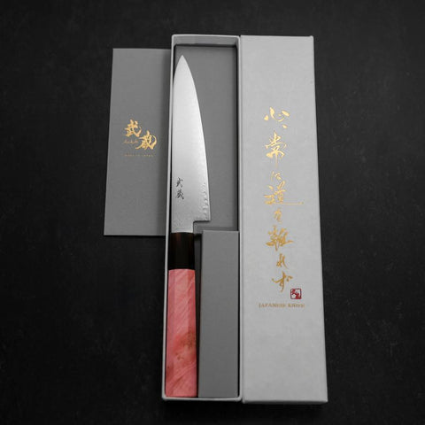 Petty VG-10 Damascus Buffalo Dark Pink Maple Handle 150mm-[Musashi]-[Japanese-Kitchen-Knives]