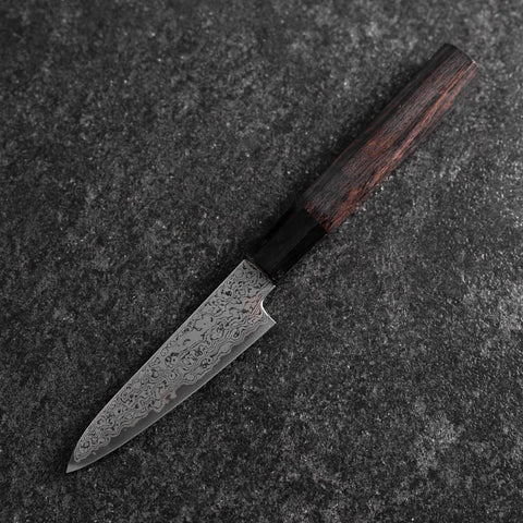 Petty VG-10 Damascus Buffalo Ebony Handle 100mm-[Musashi]-[Japanese-Kitchen-Knives]
