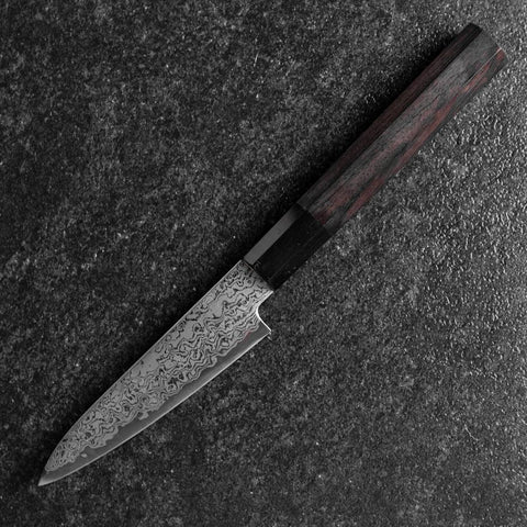Petty VG-10 Damascus Buffalo Ebony Handle 105mm (4.1”)-[Musashi]-[Japanese-Kitchen-Knives]