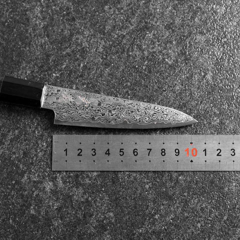 Petty VG-10 Damascus Buffalo Ebony Handle 105mm (4.1”)-[Musashi]-[Japanese-Kitchen-Knives]