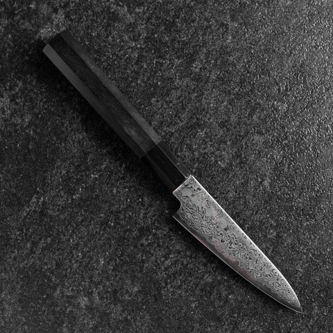 Petty VG-10 Damascus Buffalo Ebony Handle 105mm (4.1”)-[Musashi]-[Japanese-Kitchen-Knives]