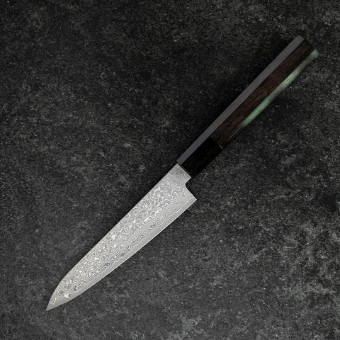 Petty VG-10 Damascus Buffalo Ebony Handle 135mm (5.3”)-[Musashi]-[Japanese-Kitchen-Knives]