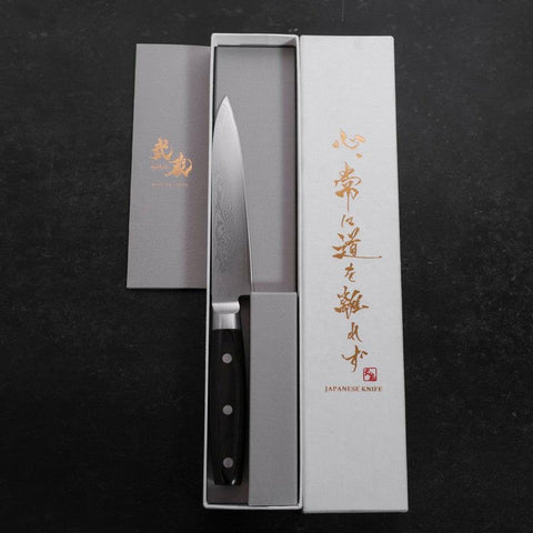 Petty VG-10 Damascus Western Black Round Handle 135mm-[Musashi]-[Japanese-Kitchen-Knives]