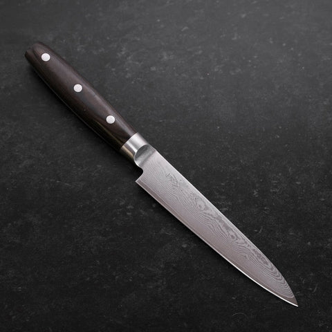 Petty VG-10 Damascus Western Black Round Handle 135mm-[Musashi]-[Japanese-Kitchen-Knives]
