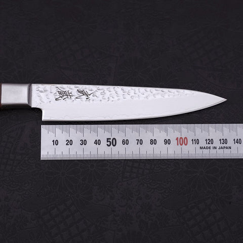 Petty VG-10 Mirror Tsuchime Damascus Mahogany Handle 135mm-[Musashi]-[Japanese-Kitchen-Knives]