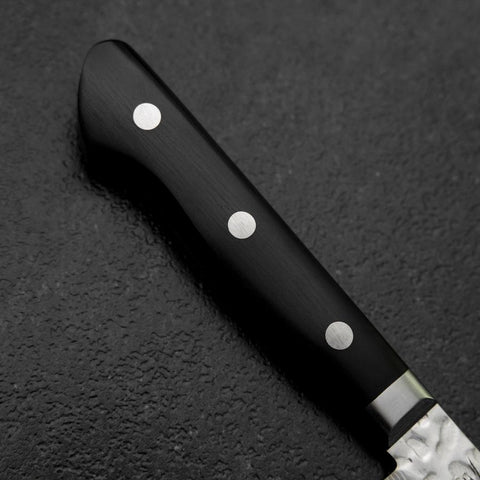Petty VG-10 Mirror Tsuchime Damascus Western Black Handle 135mm-[Musashi]-[Japanese-Kitchen-Knives]