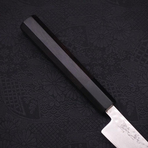 Petty VG-10 Tsuchime Damascus Buffalo Ebony Handle 120mm (4.7”)-[Musashi]-[Japanese-Kitchen-Knives]