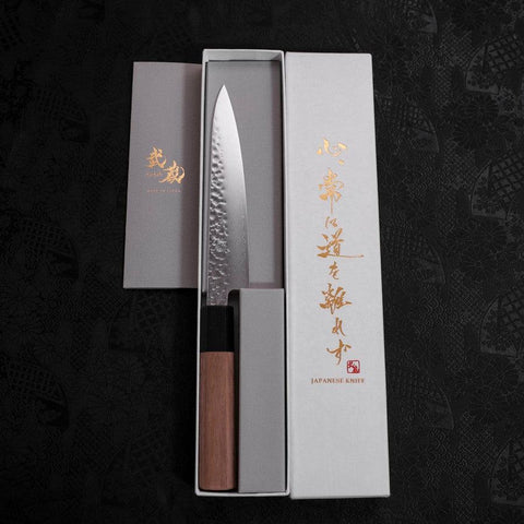 Petty VG-10 Tsuchime Damascus Walnut Handle 150mm-[Musashi]-[Japanese-Kitchen-Knives]