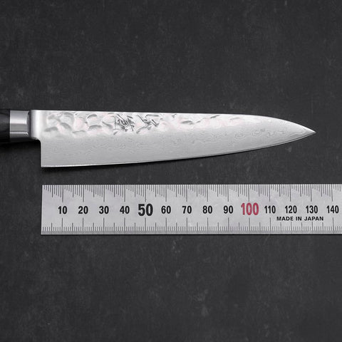 Petty VG-10 Tsuchime Damascus Western-Blue Handle 135mm (5.3”)-[Musashi]-[Japanese-Kitchen-Knives]