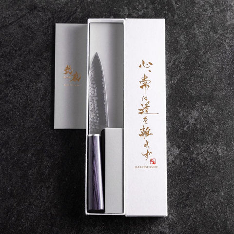 Petty VG-10 Tsuchime Oval Purple Handle 120mm-[Musashi]-[Japanese-Kitchen-Knives]