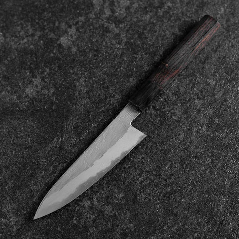 Petty White Steel #1 Tsuchime Buffalo Ebony Handle 135mm (5.3”)-[Musashi]-[Japanese-Kitchen-Knives]