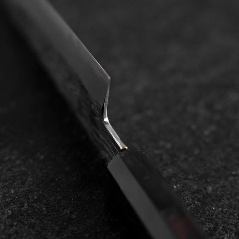 Petty White Steel #1 Tsuchime Buffalo Ebony Handle 135mm (5.3”)-[Musashi]-[Japanese-Kitchen-Knives]