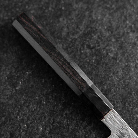 Petty White Steel #1 Tsuchime Buffalo Ebony Handle 135mm (5.3”)-[Musashi]-[Japanese-Kitchen-Knives]